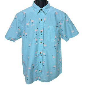 Party Pants Men's Flamingo Print Cabana Shirt Medium